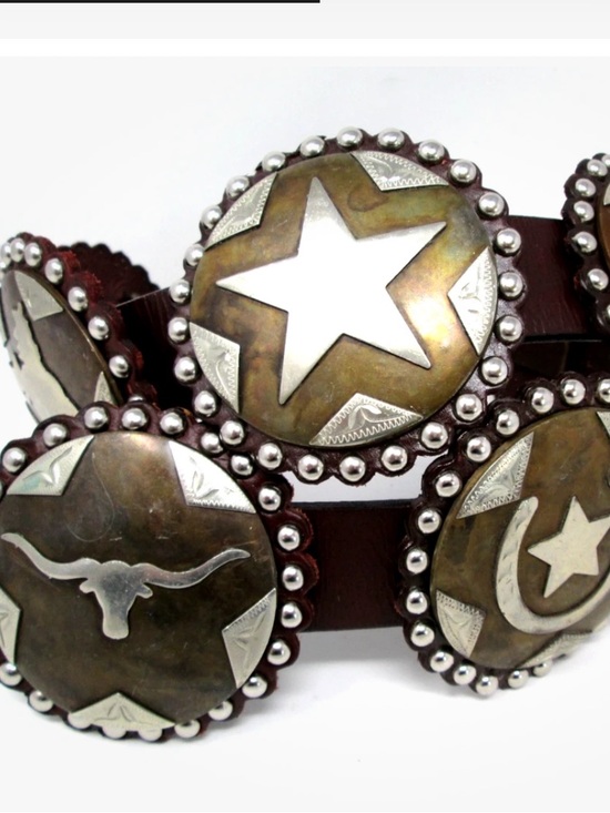 Vintage Accessories - Vintage Western Belt longhorn stars horseshoes hearts cowgirl horse Conchos 34